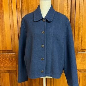 J. Jill Ltd. Vintage Worsted Wool Blue Button-down Boxy Fit Lagenlook Jacket M